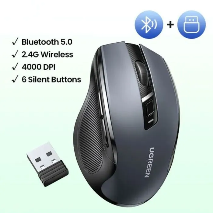 Мишка Ugreen Ergonomic Wireless Grey (90855) зображення 6