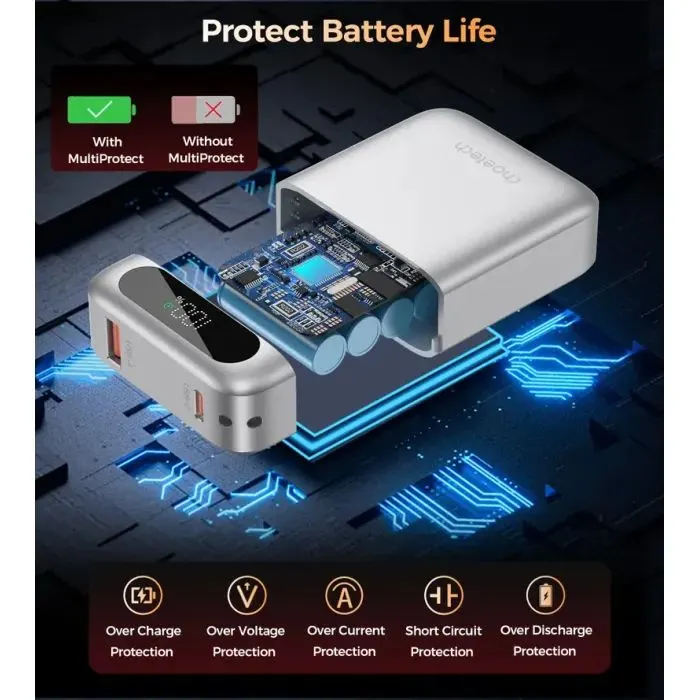Батарея універсальна Choetech 10000mA, 22.5W, PD, QC, silver (B860-CCSL) зображення 7