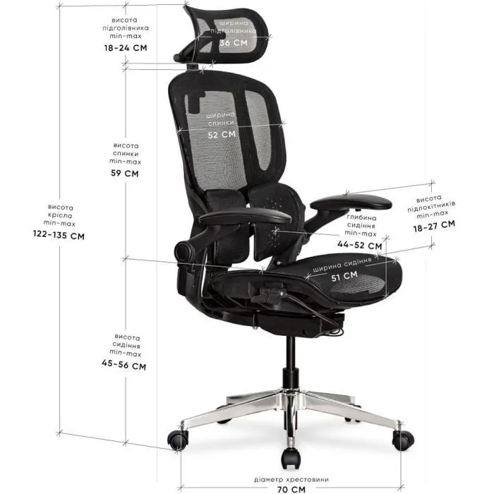 Офісне крісло Mealux S202 Air Black (HF-S202 M/B) зображення 2