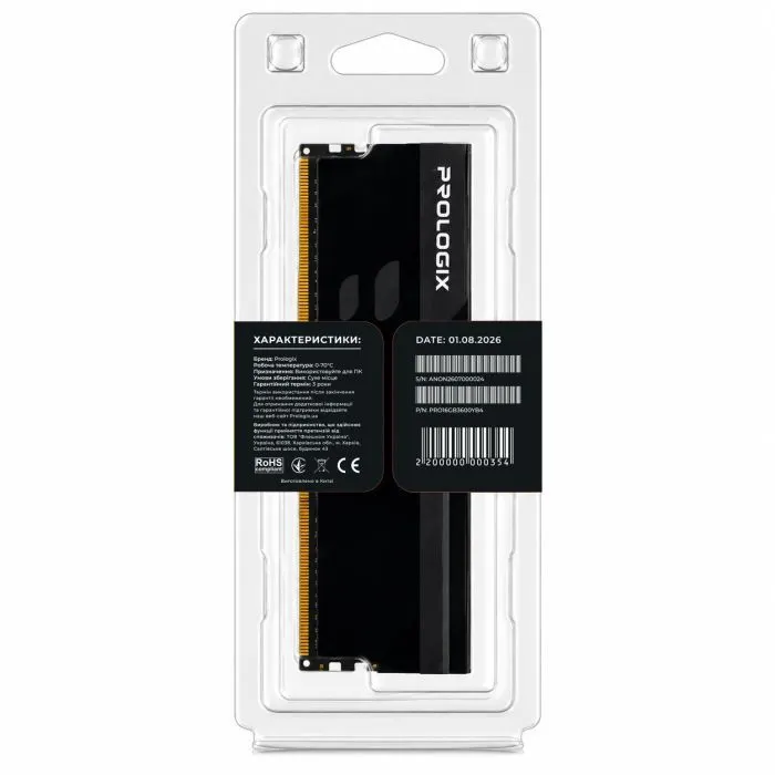 Модуль памяти для компьютера DDR4 16GB 3600 MHz Onyx Black Prologix (PRO16GB3600YB4) изображение 5