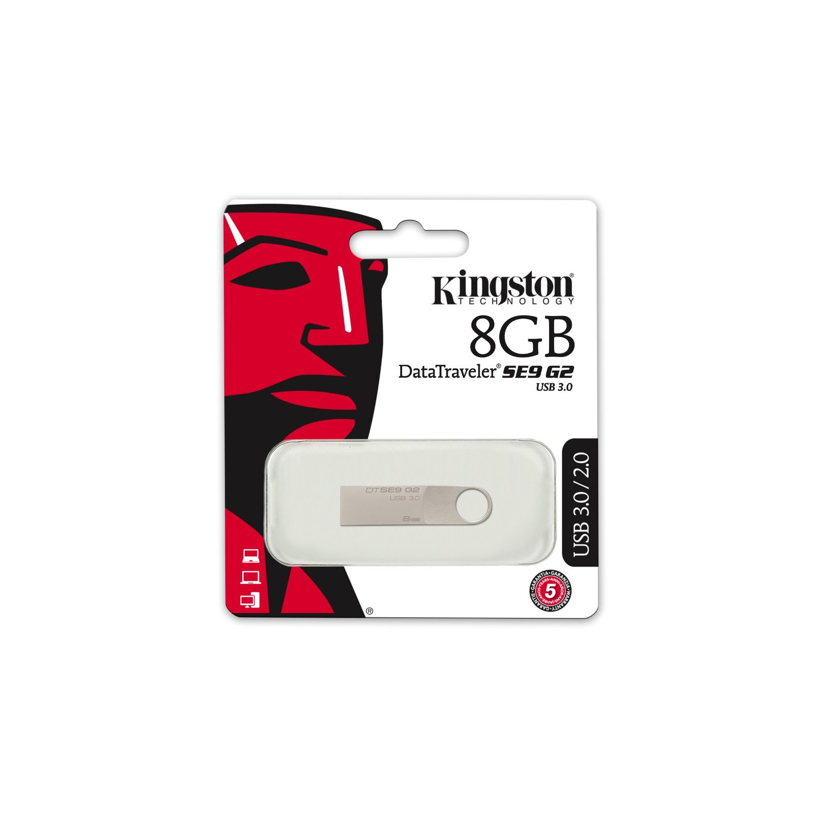 USB флеш накопичувач Kingston 8GB DataTraveler SE9 G2 Metal Silver USB 3.0 (DTSE9G2/8GB) зображення 4