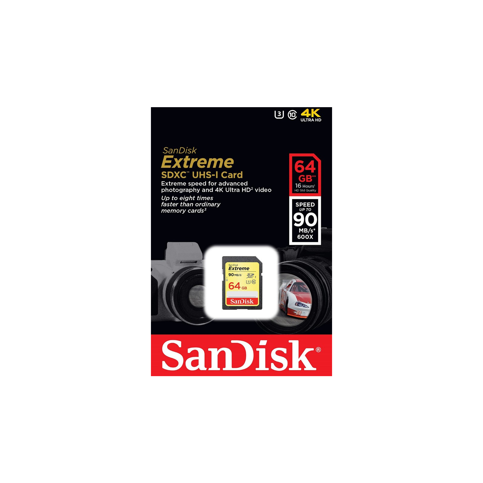 Карта памяти SanDisk Extreme SDXC 64GB Class 10 UHS-I U3 (SDSDXNE-064G-GNCIN) изображение 2
