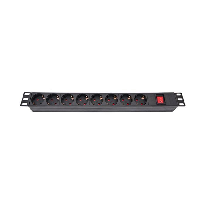 Силовой блок Eserver 19" 8 розеток, выкл., алюм. корпус PDU 220В, 16А (WT-2261A-GER-8WAY-WO)