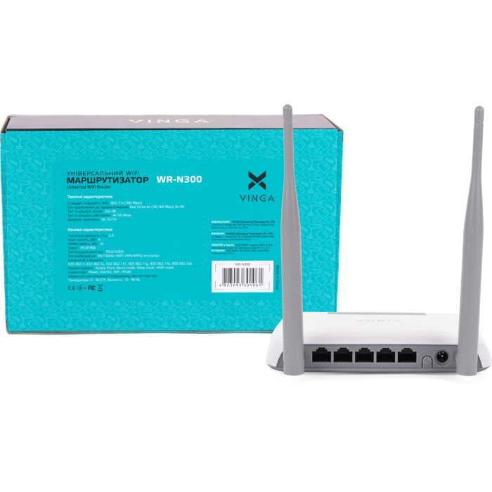 Маршрутизатор Vinga WR-N300 зображення 2