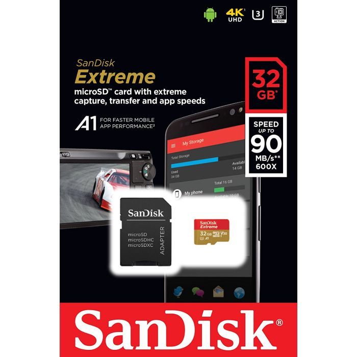 Карта памяти SanDisk 32GB microSDHC V30 A1 UHS-I U3 4K Extreme (SDSQXAF-032G-GN6MA) изображение 3