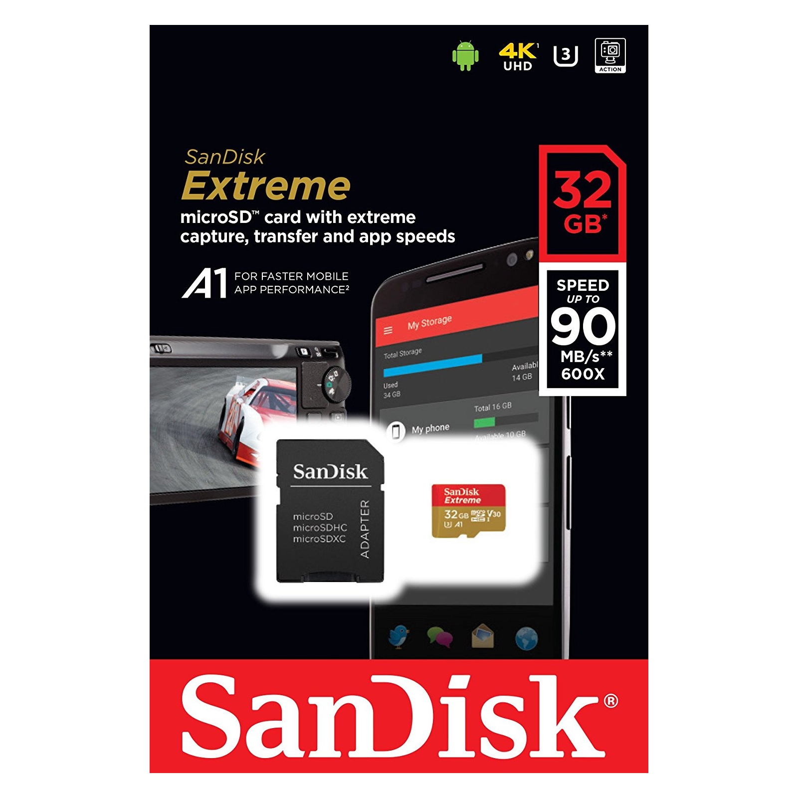 Карта пам'яті SanDisk 32GB microSDHC V30 A1 UHS-I U3 4K Extreme (SDSQXAF-032G-GN6MA) зображення 3