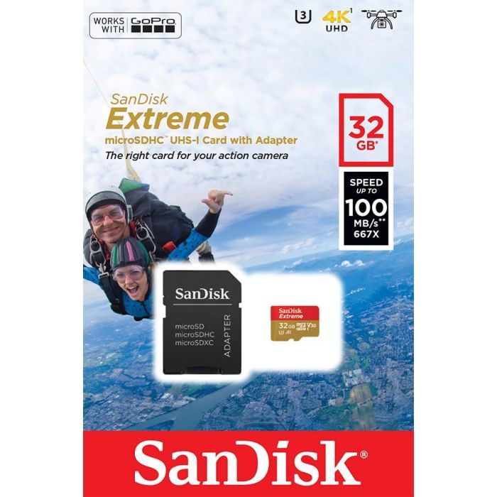 Карта памяти SanDisk 32GB microSD class 10 V30 A1 UHS-I U3 Extreme Action (SDSQXAF-032G-GN6AA) изображение 3