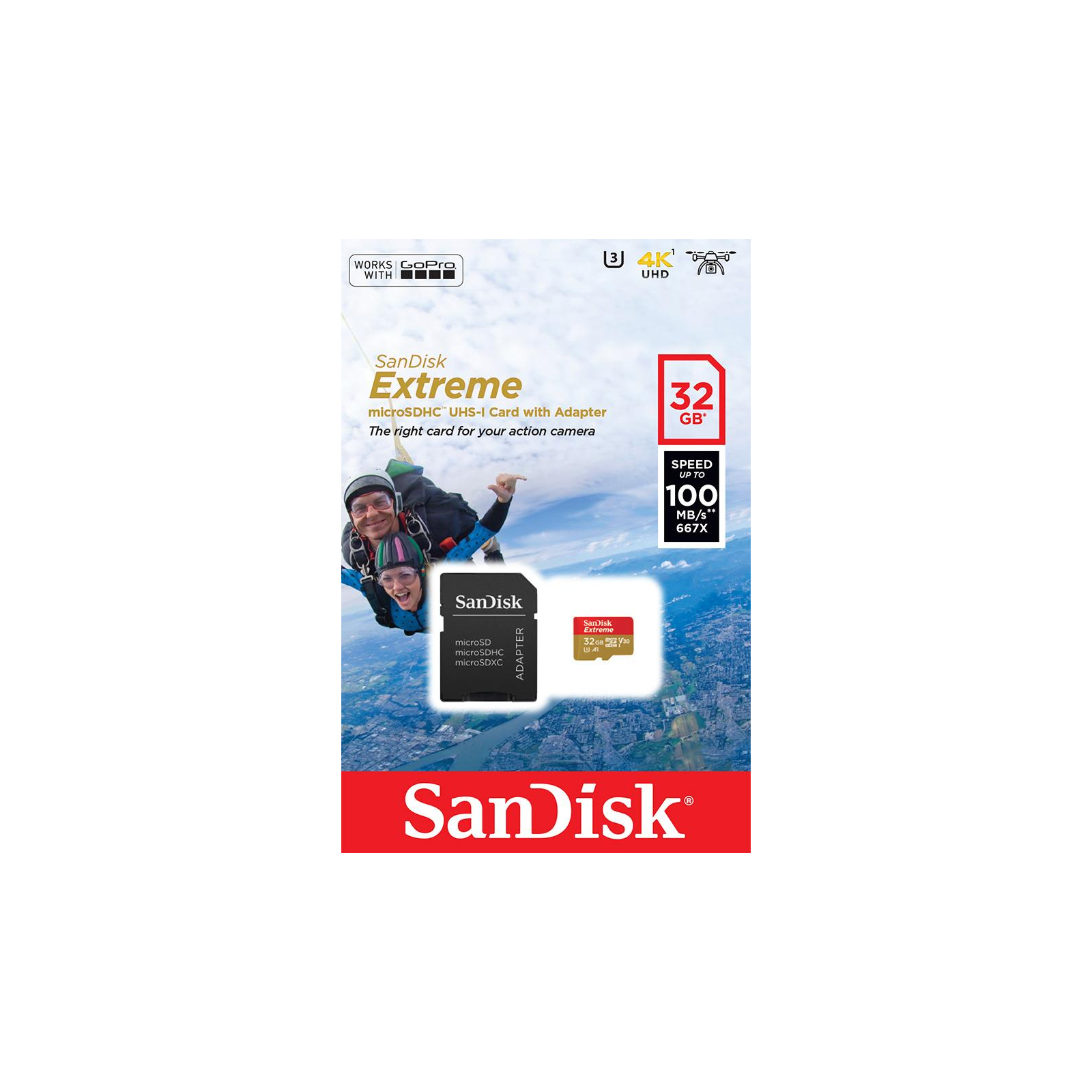 Карта пам'яті SanDisk 32GB microSD class 10 V30 A1 UHS-I U3 Extreme Action (SDSQXAF-032G-GN6AA) зображення 3