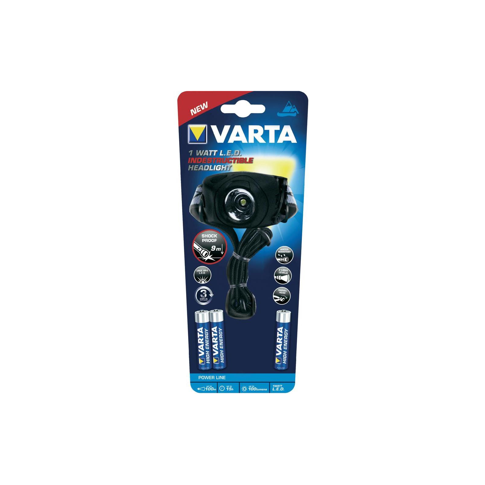 Фонарь Varta Indestructible Head Light LED 1W 3AAA (17731101421) изображение 2