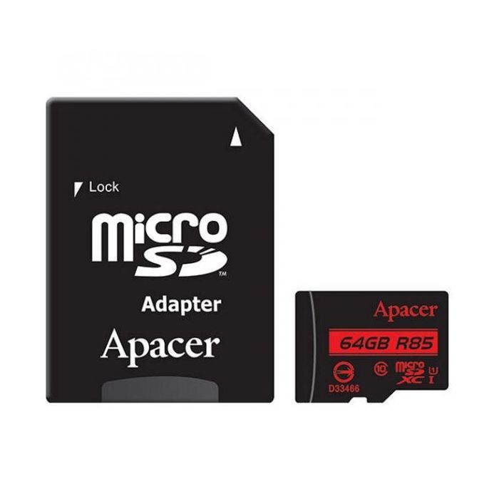 Карта памяти Apacer 64GB microSDXC class 10 UHS-I U1 (AP64GMCSX10U5-R)