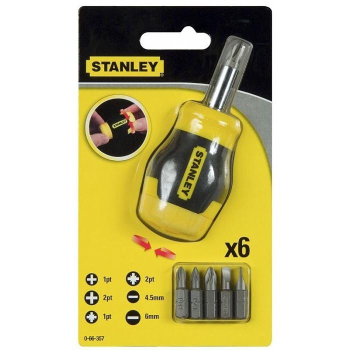 Набор отверток Stanley Multibit Stubby с 6 сменными битами (0-66-357) изображение 4