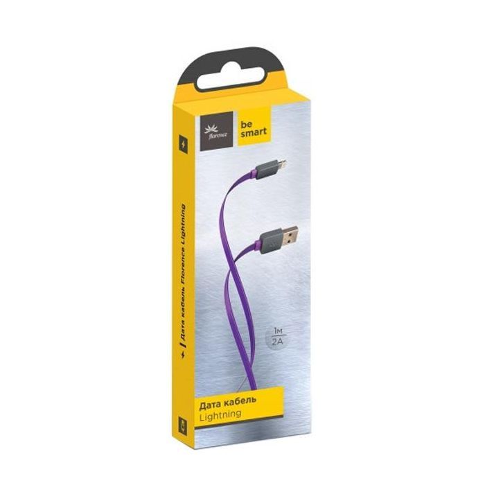 Дата кабель USB 2.0 AM to Lightning 1.0m Color Purple Florence (FDC-L1-2P)