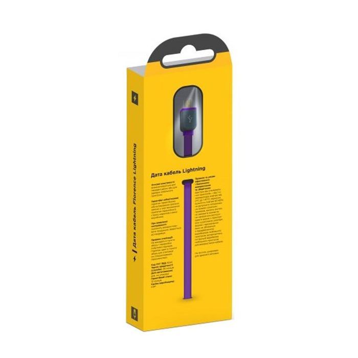 Дата кабель USB 2.0 AM to Lightning 1.0m Color Purple Florence (FDC-L1-2P) изображение 2