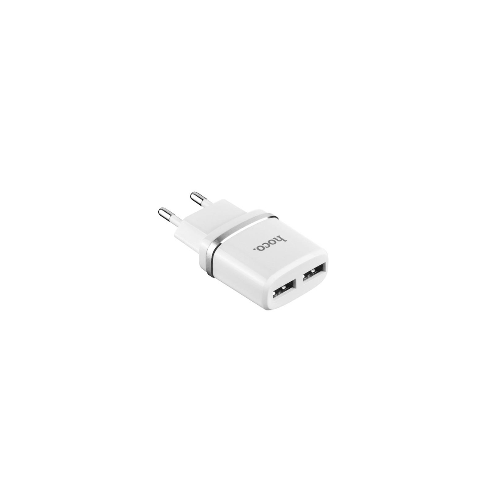 Зарядний пристрій HOCO C12 2*USB, 2.4A, White (62704) зображення 2