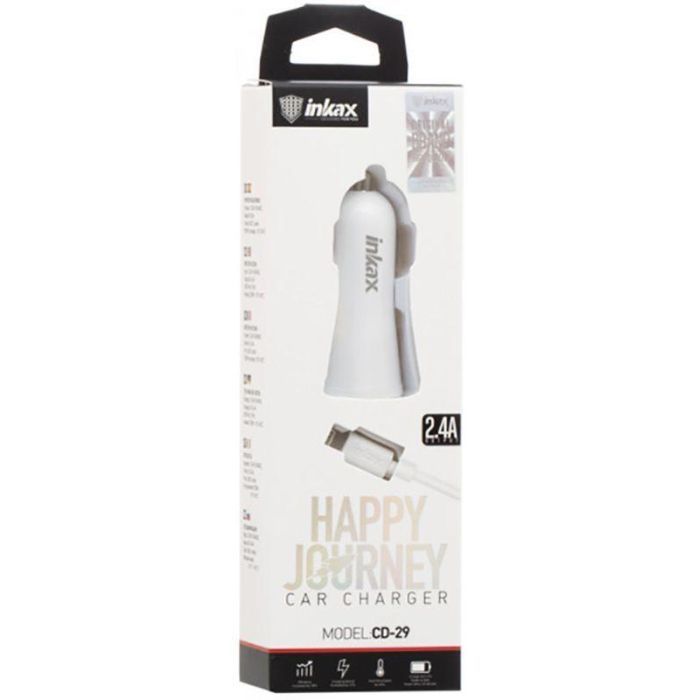Зарядное устройство Inkax CD-29 Car charger + Micro cable 2USB 2.4A White (F_72211) изображение 5