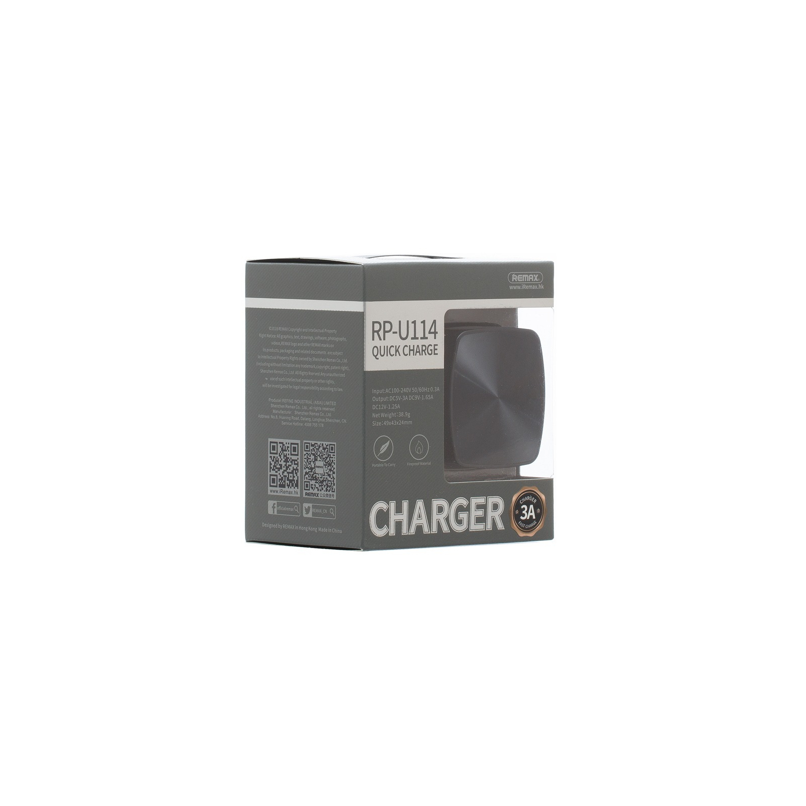 Зарядное устройство Remax 3A Quick Charger, black (RP-U114-BLACK) изображение 4