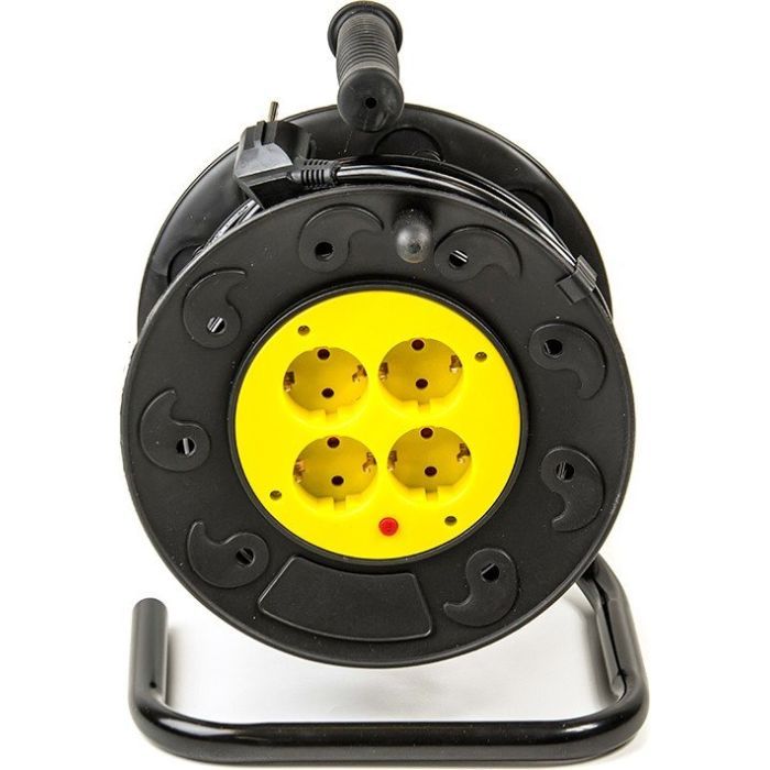 Сетевой удлинитель PowerPlant катушка 40 м, 2x1.0мм2, 8А, 4 розетки (JY-2000/40) (PPRA08M400S4) изображение 3