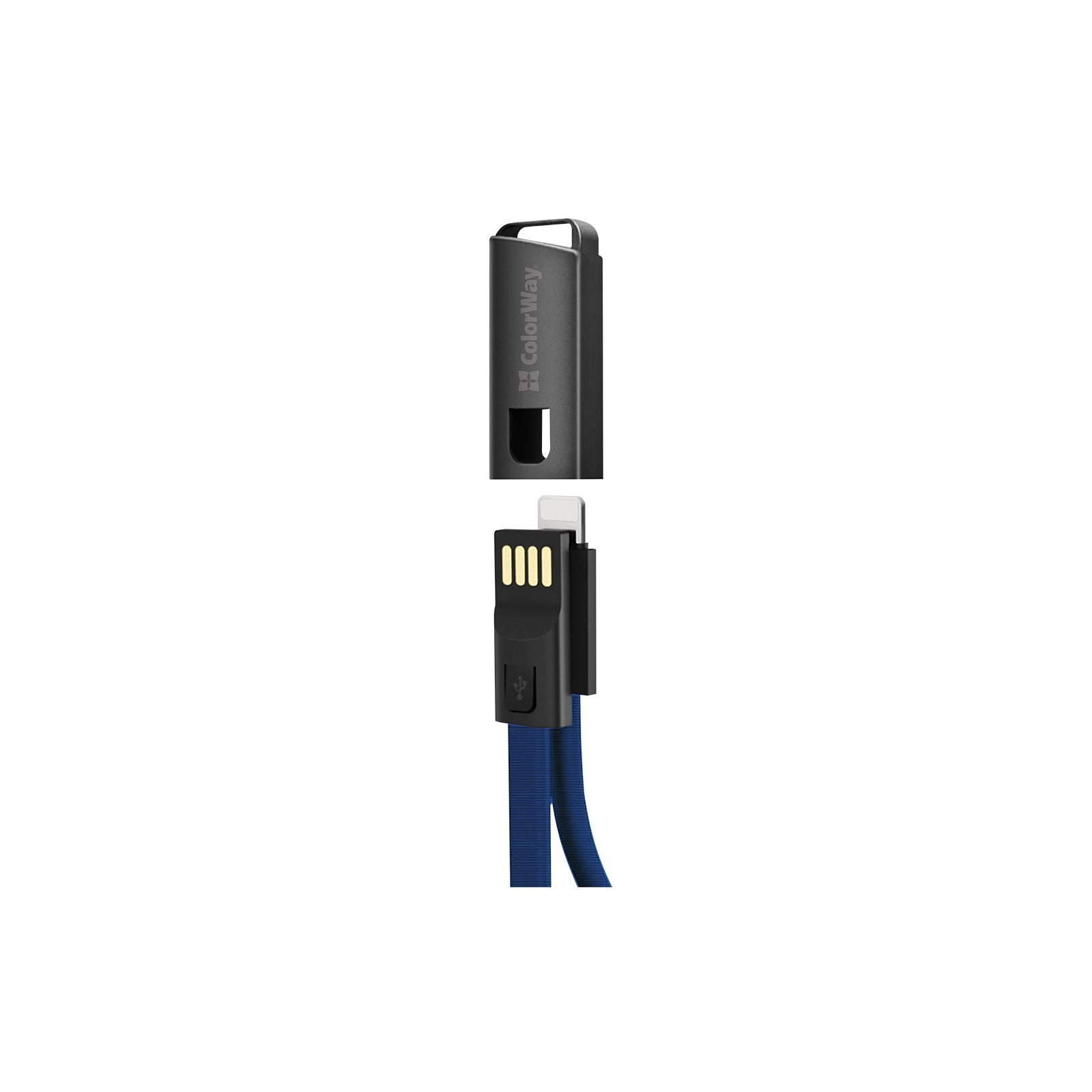 Дата кабель USB 2.0 AM to Lightning 0.22m blue ColorWay (CW-CBUL021-BL) изображение 2