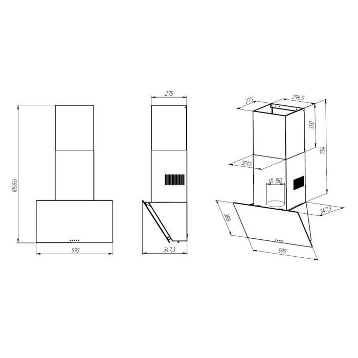 Вытяжка кухонная Pyramida BS 60 (1000) M BL изображение 10