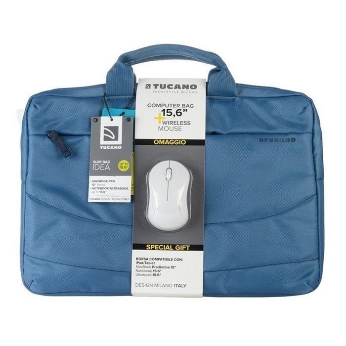 Сумка для ноутбука Tucano 15.6" SLIM BAG IDEALE + Wireless mouse, Blue (BU-BIDEA-WM-Z)