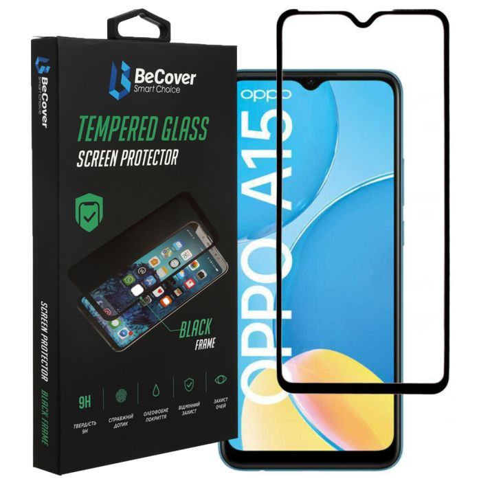 Стекло защитное BeCover OPPO A15s Black (706087) изображение 3