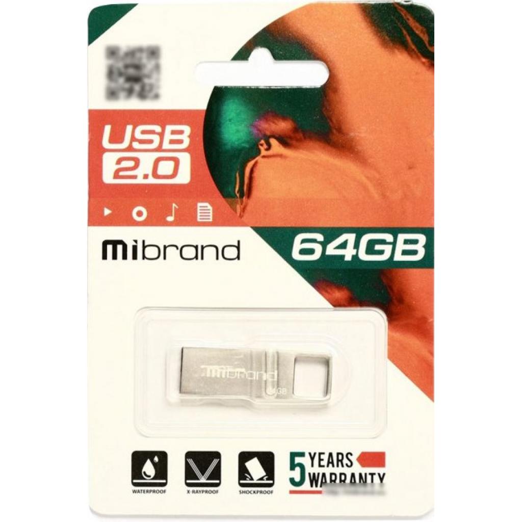 USB флеш накопитель Mibrand 64GB Shark Silver USB 2.0 (MI2.0/SH64U4S) изображение 2
