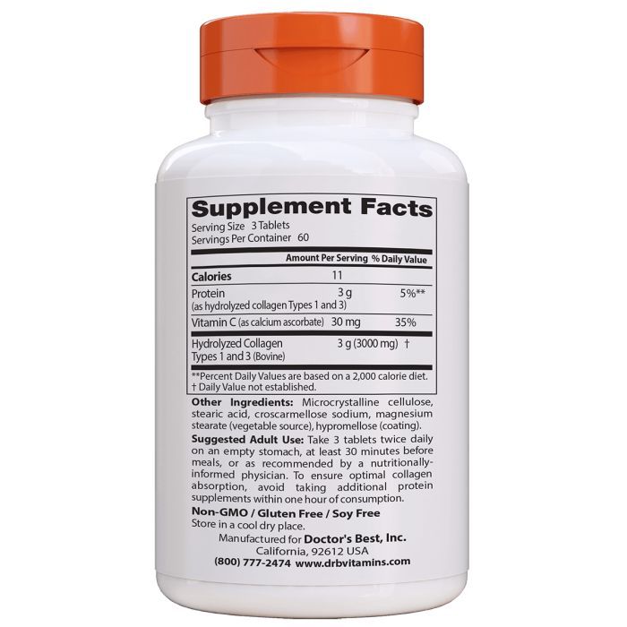 Вітамін Doctor's Best Колаген Типів 1 & 3 1000мг, Peptan, 180 таблеток (DRB-00204) зображення 2