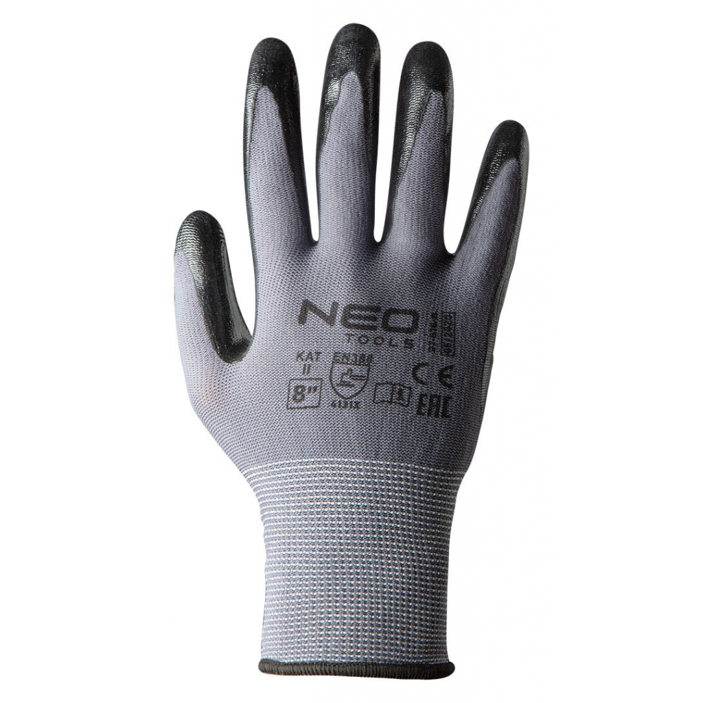 Защитные перчатки Neo Tools рабочие, нейлон с покрытием нитрил, p. 8 (97-616-8) изображение 2