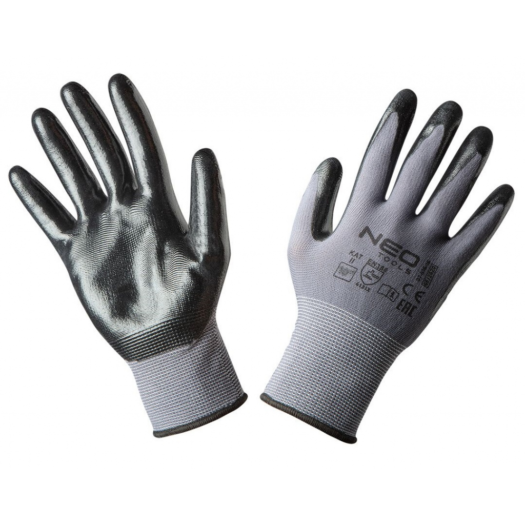 Защитные перчатки Neo Tools рабочие, нейлон с покрытием нитрил, p. 9 (97-616-9)