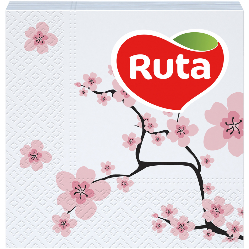 Серветки столові Ruta Double Luxe 24х24 см 2 шари з принтом Сакура 40 шт. (4820023743960)