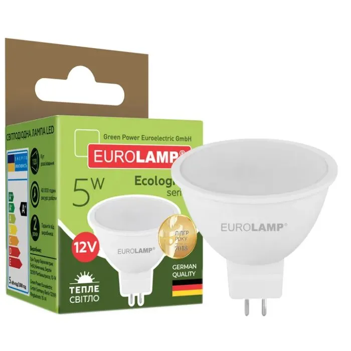 Лампочка Eurolamp LED SMD MR16 5W GU5.3 3000K 12V (LED-SMD-05533(12)(P)) зображення 2