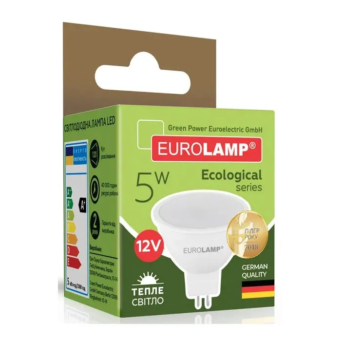 Лампочка Eurolamp LED SMD MR16 5W GU5.3 3000K 12V (LED-SMD-05533(12)(P)) зображення 3