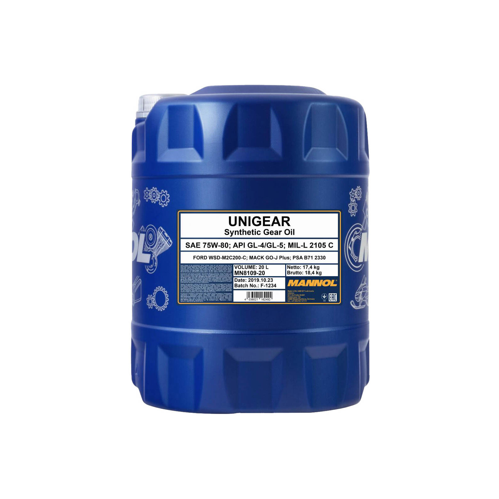 Трансмиссионное масло Mannol UNIGEAR 20л 75W-80 (MN8109-20)