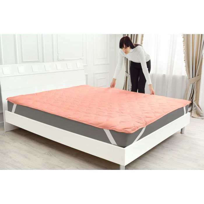 Наматрасник MirSon №1762 Eco Light Coral Тенсель Modal на резинке по углам 200x200 см (2200003712322) изображение 9