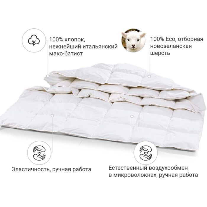 Одеяло MirSon шерстяное №1365 Luxury Exclusive Зимнее 172x205 см (2200001532359) изображение 2