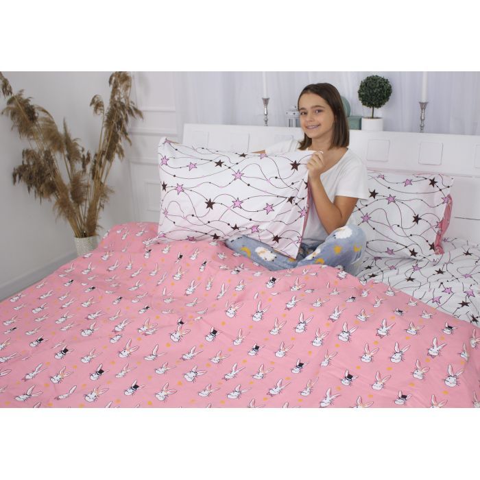 Постільна білизна MirSon Бязь 17-0528 Bunnies pink Євро (2200003671742) зображення 5