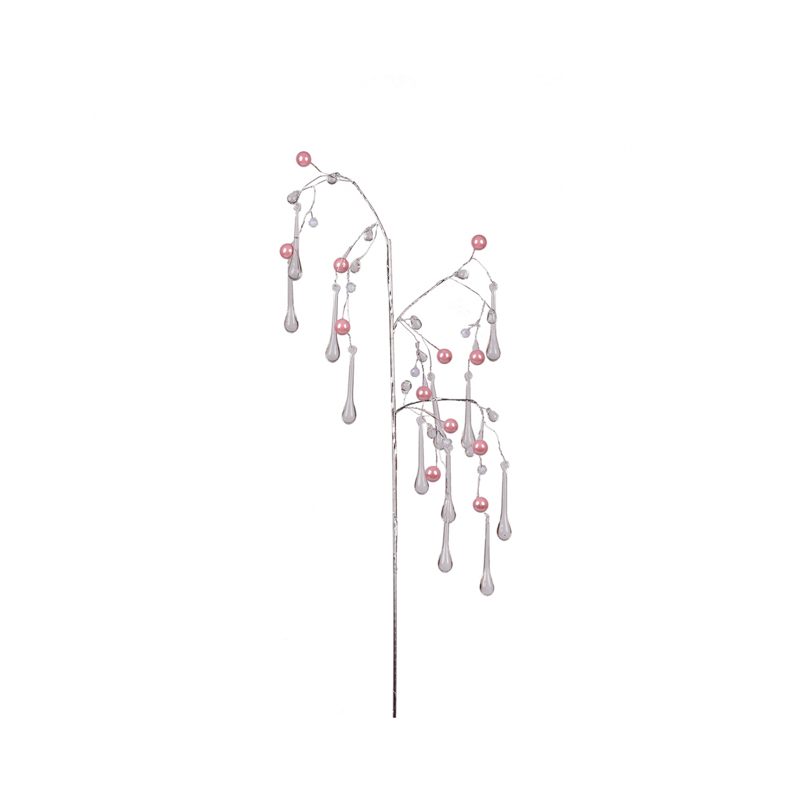 Декоративна гілка YES! Fun Кристали-краплі, Намистини рожеві, 60 см (973918)