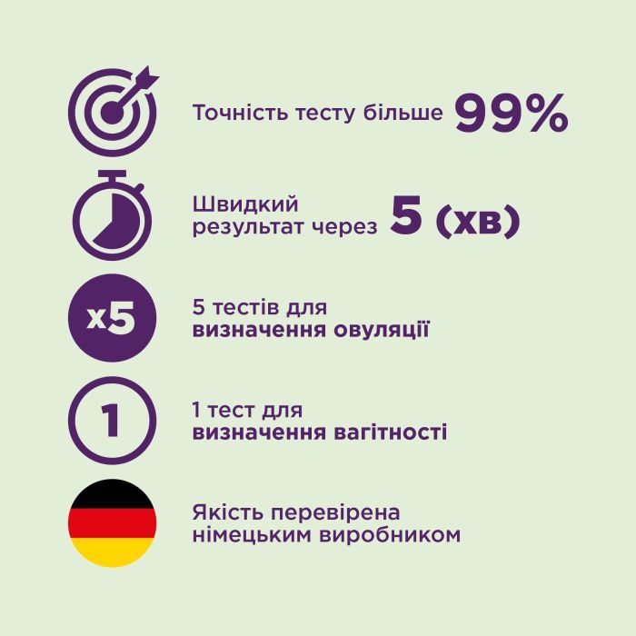 Тест на овуляцію Eviplan 5 шт. + для визначення вагітності 1 шт. (4033033418036) зображення 2