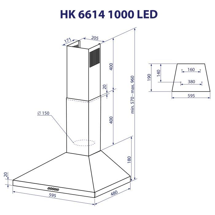 Вытяжка кухонная Minola HK 6614 BL 1000 LED изображение 11