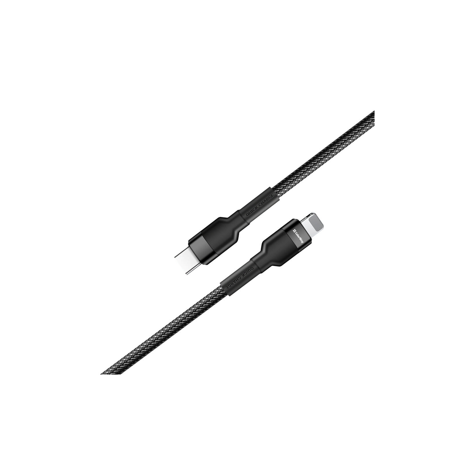 Дата кабель USB-C to Lightning 0.3m 3А black ColorWay (CW-CBPDCL054-BK) зображення 3