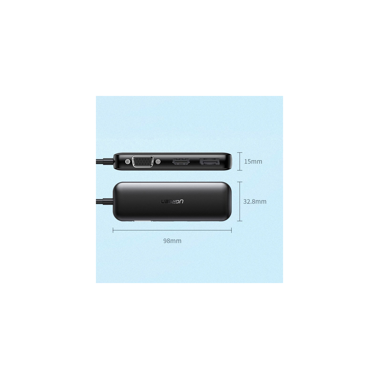 Переходник USB2.0 Type-C to VGA V1.2/HDMI V2.0b/DP V1.2a CM260 black Ugreen (60568) изображение 11