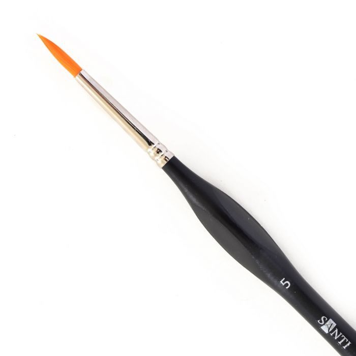 Кисточка для рисования Santi синтетика Sensation, короткая изогнутая ручка, лайнер, №5 (310778) изображение 2