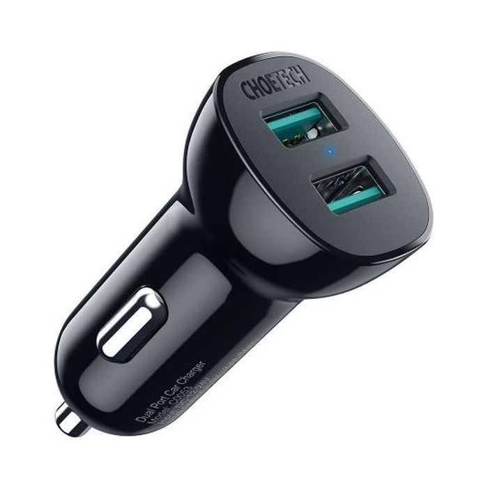 Зарядное устройство Choetech car 2хUSB-A 36W QC black (C0051-BK) изображение 2