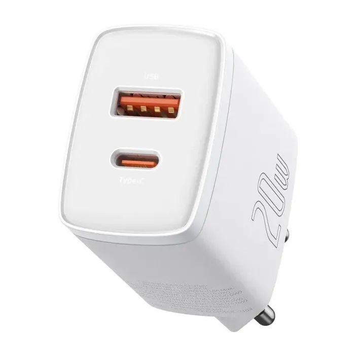 Зарядное устройство Baseus Compact Quick Charger U+C 20W EU White (CCXJ-B02)