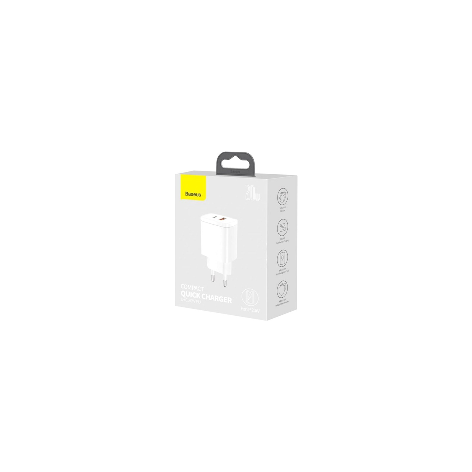Зарядний пристрій Baseus Compact Quick Charger U+C 20W EU White (CCXJ-B02) зображення 3