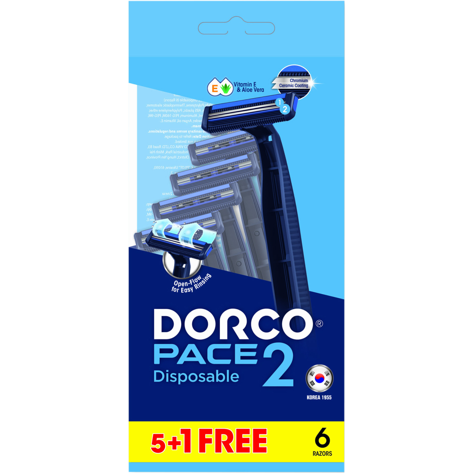 Бритва Dorco Pace 2 Plus для мужчин 2 лезвия 5 шт. (8801038583907)