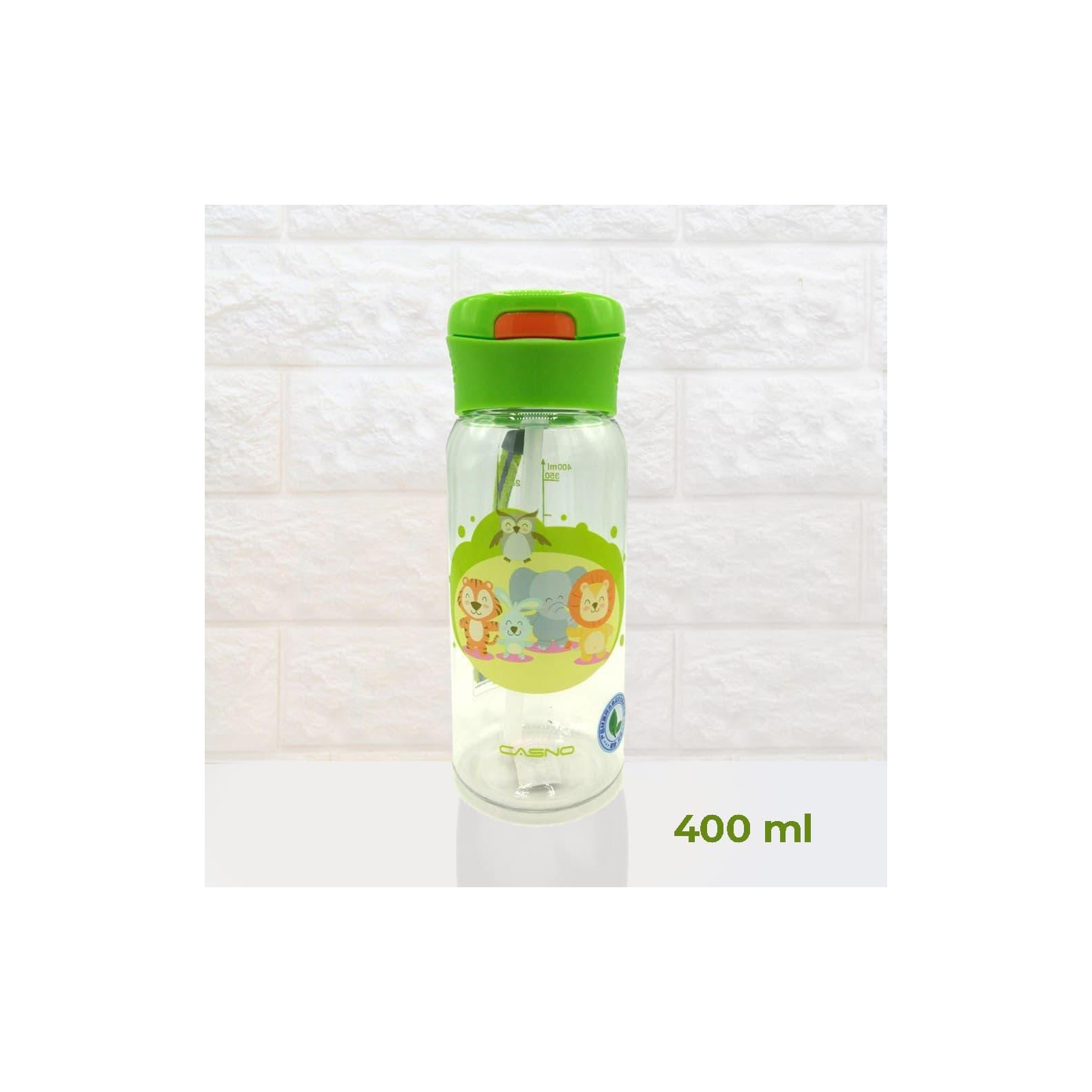 Бутылка для воды Casno 400 мл KXN-1195 Зелена Малята-звірята з соломинкою (KXN-1195_Animals) изображение 2