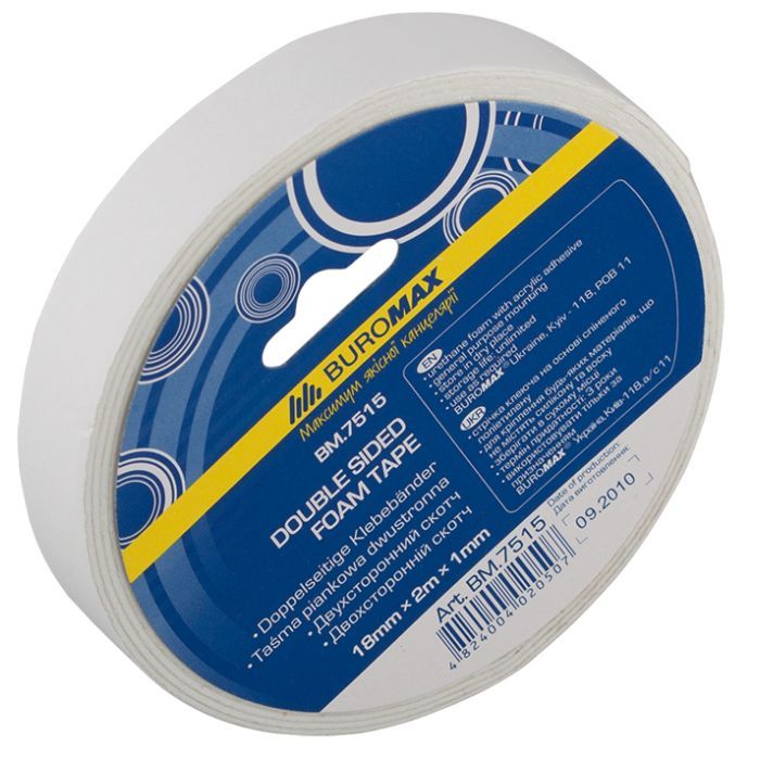 Скотч Buromax двосторонній на пінній основі 18 мм х 2 м (BM.7515)