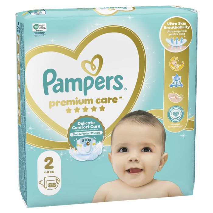 Подгузники Pampers Premium Care Розмір 2 (4-8 кг) 88 шт (8006540857717) изображение 2