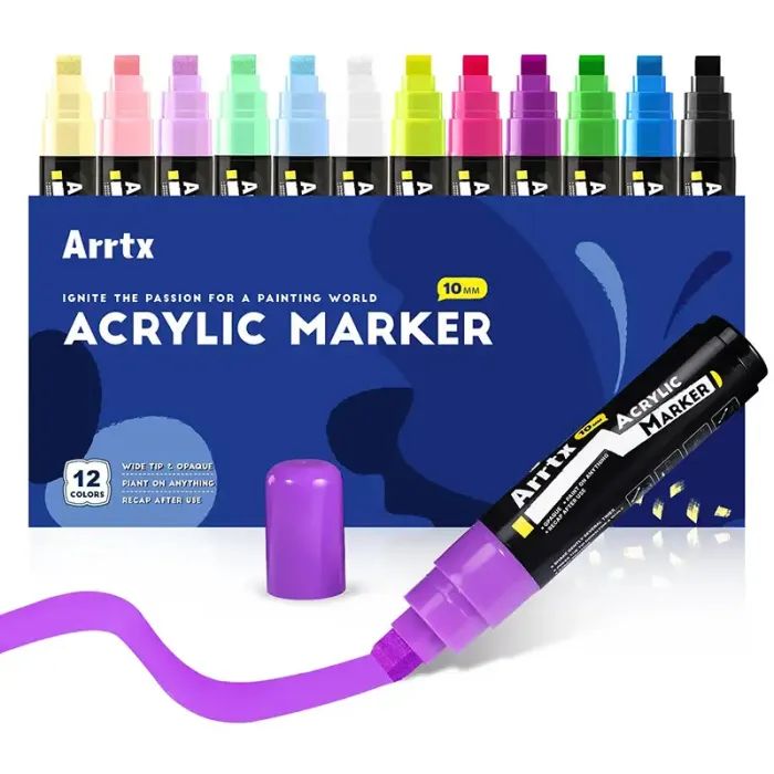 Художественный маркер Arrtx акриловые AACM-0510-12A, 12 цветов (LC303274)